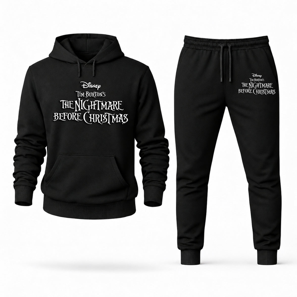 Men's The Nightmare Before Christmas Hoodie Joggers Set - Black digital placement mockup