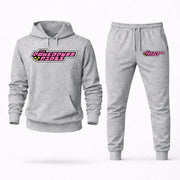 Men's The Powerpuff Girls Hoodie Joggers Set - Grey digital placement mockup