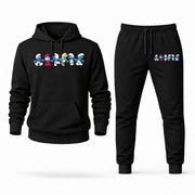 Men's The Smurfs Hoodie Joggers Set - Black digital placement mockup