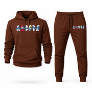 Men's The Smurfs Hoodie Joggers Set - Brown digital placement mockup