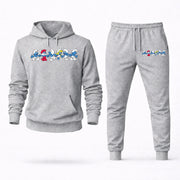 Men's The Smurfs Hoodie Joggers Set - Grey digital placement mockup