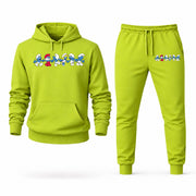 Men's The Smurfs Hoodie Joggers Set - Lime Green digital placement mockup