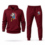 Men's Thor Hoodie Joggers Set - Burgundy digital placement mockup