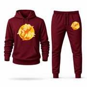 Men's Tigger Hoodie Joggers Set - Burgundy digital placement mockup