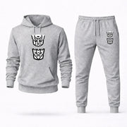 Men's Transformers Autobot & Decepticon Hoodie Joggers Set - Grey digital placement mockup