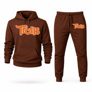 Men's Trolls Hoodie Joggers Set - Brown digital placement mockup