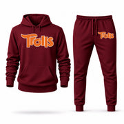 Men's Trolls Hoodie Joggers Set - Burgundy digital placement mockup