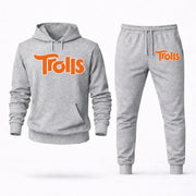 Men's Trolls Hoodie Joggers Set - Grey digital placement mockup