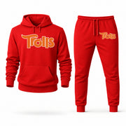 Men's Trolls Hoodie Joggers Set - Red digital placement mockup