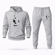 Men's Tupac Hoodie Joggers Set - Grey digital placement mockup