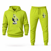 Men's Tupac Hoodie Joggers Set - Lime Green digital placement mockup