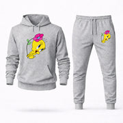 Men's Tweety Hoodie Joggers Set - Grey digital placement mockup