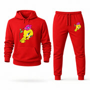 Men's Tweety Hoodie Joggers Set - Red digital placement mockup