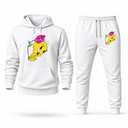 Men's Tweety Hoodie Joggers Set - White digital placement mockup