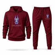 Men's UAlbany Hoodie Joggers Set - Burgundy digital placement mockup
