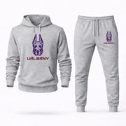 Men's UAlbany Hoodie Joggers Set - Grey digital placement mockup