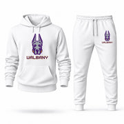 Men's UAlbany Hoodie Joggers Set - White digital placement mockup