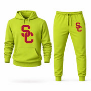 Men's USC Hoodie Joggers Set - Lime Green digital placement mockup