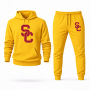 Men's USC Hoodie Joggers Set - Yellow digital placement mockup