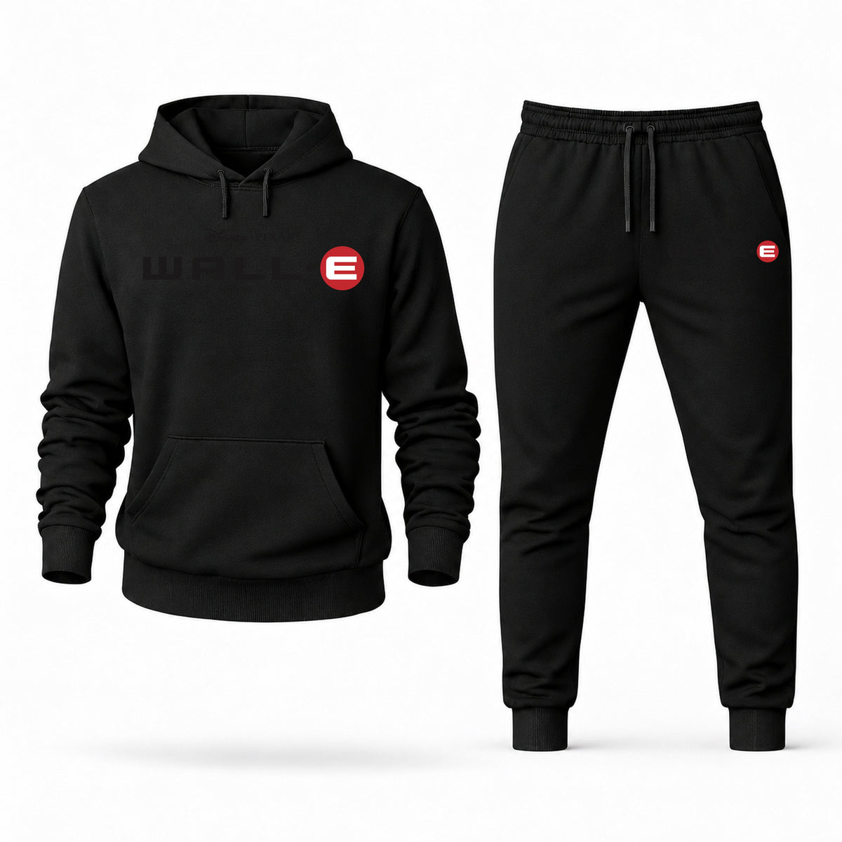 Men's WALL-E Hoodie Joggers Set - Black digital placement mockup