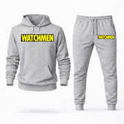 Men's Watchmen Hoodie Joggers Set - Grey digital placement mockup