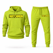 Men's Watchmen Hoodie Joggers Set - Lime Green digital placement mockup