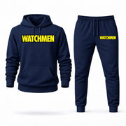 Men's Watchmen Hoodie Joggers Set - Navy digital placement mockup
