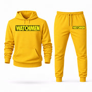 Men's Watchmen Hoodie Joggers Set - Yellow digital placement mockup