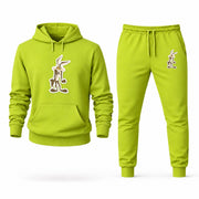 Men's Wile E Coyote Hoodie Joggers Set - Lime Green digital placement mockup