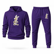 Men's Wile E Coyote Hoodie Joggers Set - Purple digital placement mockup