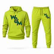 Men's William & Mary Hoodie Joggers Set - Lime Green digital placement mockup