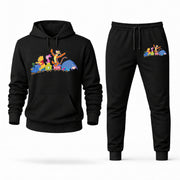 Men's Winnie the Pooh Hoodie Joggers Set - Black digital placement mockup