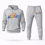 Men's Winnie the Pooh Hoodie Joggers Set - Grey digital placement mockup