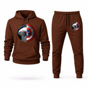 Men's Winter Soldier Hoodie Joggers Set - Brown digital placement mockup