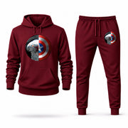 Men's Winter Soldier Hoodie Joggers Set - Burgundy digital placement mockup