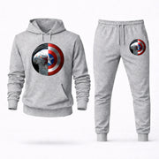 Men's Winter Soldier Hoodie Joggers Set - Grey digital placement mockup