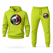 Men's Winter Soldier Hoodie Joggers Set - Lime Green digital placement mockup