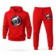 Men's Winter Soldier Hoodie Joggers Set - Red digital placement mockup