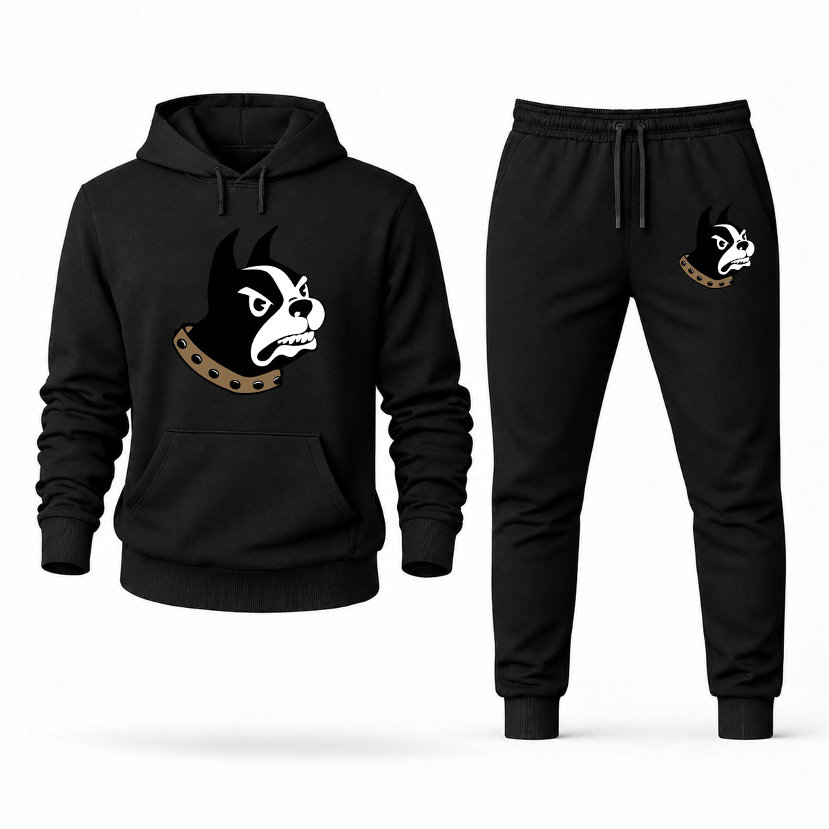 Men's Wofford Hoodie Joggers Set - Black digital placement mockup
