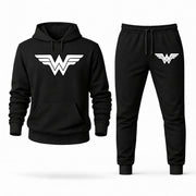 Men's Wonder Woman Hoodie Joggers Set - Black digital placement mockup