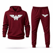 Men's Wonder Woman Hoodie Joggers Set - Burgundy digital placement mockup