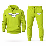 Men's Wonder Woman Hoodie Joggers Set - Lime Green digital placement mockup