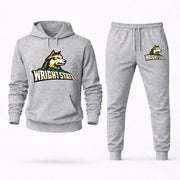 Men's Wright State Hoodie Joggers Set - Grey digital placement mockup