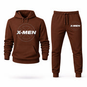 Men's X-Men Hoodie Joggers Set - Brown digital placement mockup