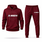 Men's X-Men Hoodie Joggers Set - Burgundy digital placement mockup