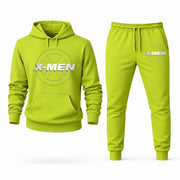 Men's X-Men Hoodie Joggers Set - Lime Green digital placement mockup