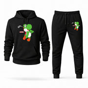 Men's Yoshi Hoodie Joggers Set - Black digital placement mockup