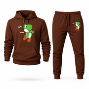 Men's Yoshi Hoodie Joggers Set - Brown digital placement mockup