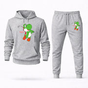 Men's Yoshi Hoodie Joggers Set - Grey digital placement mockup