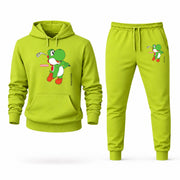 Men's Yoshi Hoodie Joggers Set - Lime Green digital placement mockup